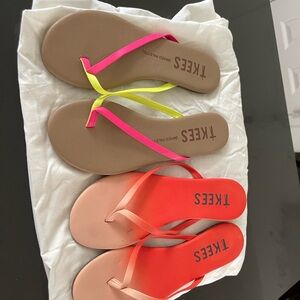 TKEES Pink and Orange Sandals Minimalist Summer Footwear